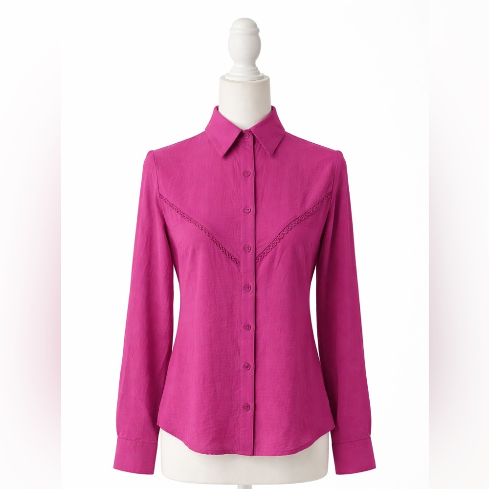 Women's Pink Button-Up Blouse